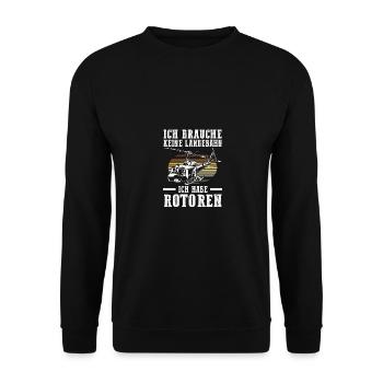 Pilot Hubschrauber Helikopter - Unisex Pullover - Schwarz - Vorne - Alina (178cm) & Michal (187cm)