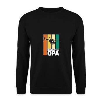 Opa Großvater Pilot Helikopter Hubschrauber - Unisex Pullover - Schwarz - Vorne - Alina (178cm) & Michal (187cm)