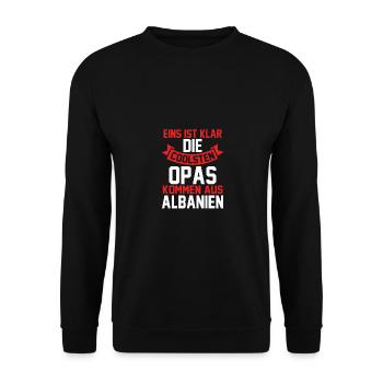 Albanian Albanian Grandpa Grandfather Albania - Unisex Sweatshirt - black - Front - Alina (178cm) & Michal (187cm)