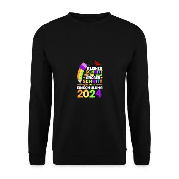 1. Klasse Schulkind Schulanfang Einschulung - Unisex Pullover - Schwarz - Vorne - Alina (178cm) & Michal (187cm)