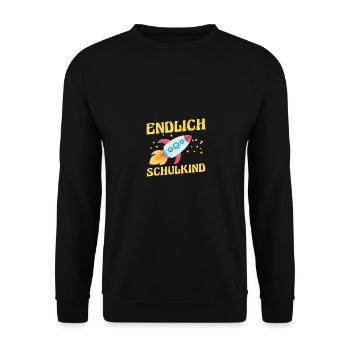 Rakete Kita Abgänger Schulanfang Schulkind Einschu - Unisex Pullover - Schwarz - Vorne - Alina (178cm) & Michal (187cm)