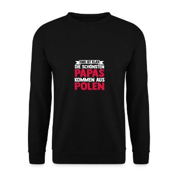Pole Papa Vater Vatertag Polen - Unisex Pullover - Schwarz - Vorne - Alina (178cm) & Michal (187cm)
