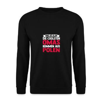 Pole Oma Großmutter Polen - Unisex Pullover - Schwarz - Vorne - Alina (178cm) & Michal (187cm)