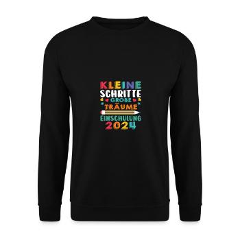 Erste Klasse Grundschule 2024 Geschenk - Unisex Pullover - Schwarz - Vorne - Alina (178cm) & Michal (187cm)