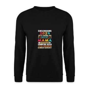 Erste Klasse Grundschule 2024 Geschenk - Unisex Pullover - Schwarz - Vorne - Alina (178cm) & Michal (187cm)