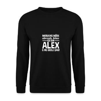 Alexander Alexandra Alexa Alex - Unisex Pullover - Schwarz - Vorne - Alina (178cm) & Michal (187cm)