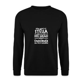 Vorname Stella - Unisex Pullover - Schwarz - Vorne - Alina (178cm) & Michal (187cm)
