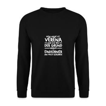Vorname Verena - Unisex Pullover - Schwarz - Vorne - Alina (178cm) & Michal (187cm)