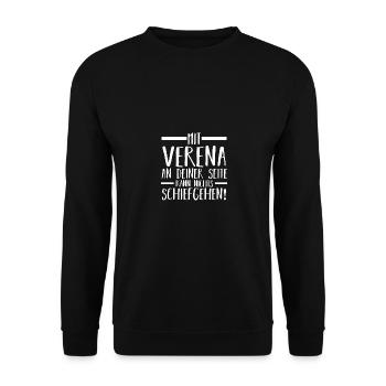 Vorname Verena - Unisex Pullover - Schwarz - Vorne - Alina (178cm) & Michal (187cm)