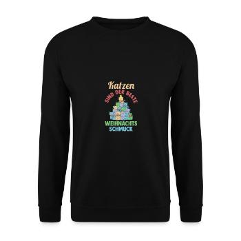 Weihnachtsmann Weihnachtsfest Weihnachten Katzen - Unisex Pullover - Schwarz - Vorne - Alina (178cm) & Michal (187cm)