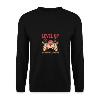 Weihnachtsmann Gaming Weihnachtsfest Weihnachten - Unisex Pullover - Schwarz - Vorne - Alina (178cm) & Michal (187cm)