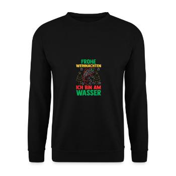 Weihnachtsmann Angeln Weihnachtsfest Weihnachten - Unisex Pullover - Schwarz - Vorne - Alina (178cm) & Michal (187cm)