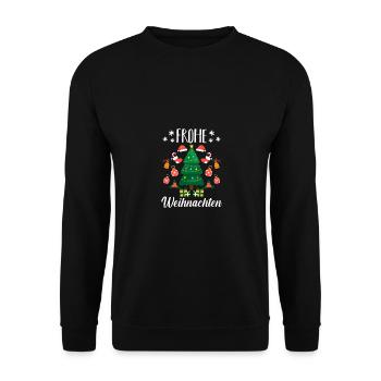 Weihnachtsmann Bescherung Weihnachten - Unisex Pullover - Schwarz - Vorne - Alina (178cm) & Michal (187cm)