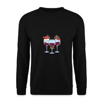Wein Glühwein Weinglas Weihnachts - Unisex Pullover - Schwarz - Vorne - Alina (178cm) & Michal (187cm)