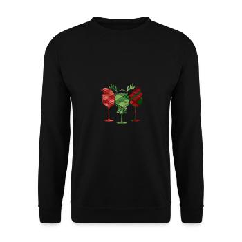 Wein Glühwein Weinglas Weihnachts - Unisex Pullover - Schwarz - Vorne - Alina (178cm) & Michal (187cm)