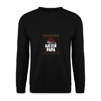 Weihnachten Weihnachtsmann Katzenpapa - Unisex Pullover - Schwarz - Vorne - Alina (178cm) & Michal (187cm)