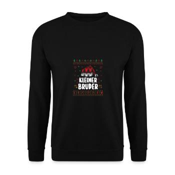 Weihnachten Weihnachtsmann Kleiner Bruder - Unisex Pullover - Schwarz - Vorne - Alina (178cm) & Michal (187cm)