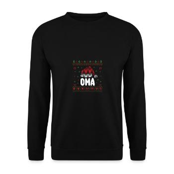 Weihnachten Weihnachtsmann Oma - Unisex Pullover - Schwarz - Vorne - Alina (178cm) & Michal (187cm)