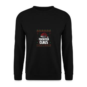 Weihnachten Weihnachtsmann Tochter Claus - Unisex Pullover - Schwarz - Vorne - Alina (178cm) & Michal (187cm)