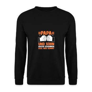 Papa Und Sohn - Unisex Pullover - Schwarz - Vorne - Alina (178cm) & Michal (187cm)