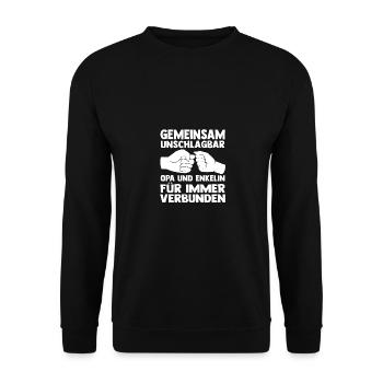 Opa Und Enkelin - Unisex Pullover - Schwarz - Vorne - Alina (178cm) & Michal (187cm)