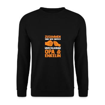 Papi et petit-fils - Sweat-shirt Unisexe - noir - Devant - Alina (178cm) & Michal (187cm)