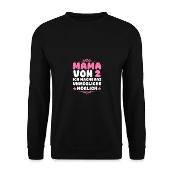 Mama Von 2 Kindern - Unisex Pullover - Schwarz - Vorne - Alina (178cm) & Michal (187cm)
