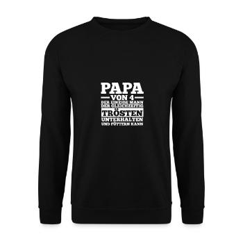 Papa Von 4 Kindern - Unisex Pullover - Schwarz - Vorne - Alina (178cm) & Michal (187cm)