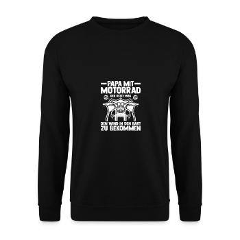 Papa Motorrad Vater Motorradfahrer - Unisex Pullover - Schwarz - Vorne - Alina (178cm) & Michal (187cm)