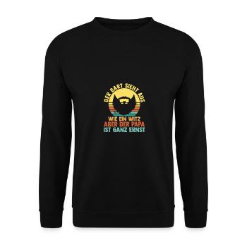 Papa Mit Bart - Unisex Pullover - Schwarz - Vorne - Alina (178cm) & Michal (187cm)