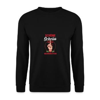 Weihnachtsmann Schöne Scheiß Weihnachten - Unisex Pullover - Schwarz - Vorne - Alina (178cm) & Michal (187cm)