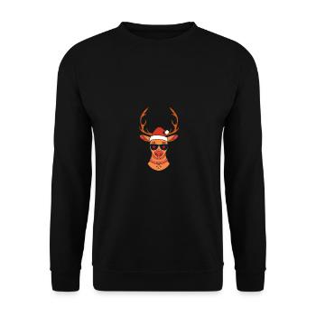 Weihnachtsmann Weihnachten Rentier - Unisex Pullover - Schwarz - Vorne - Alina (178cm) & Michal (187cm)