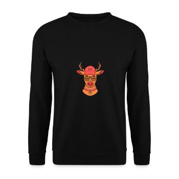 Weihnachtsmann Weihnachten Rentier - Unisex Pullover - Schwarz - Vorne - Alina (178cm) & Michal (187cm)