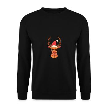 Weihnachtsmann Weihnachten Rentier - Unisex Pullover - Schwarz - Vorne - Alina (178cm) & Michal (187cm)