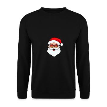 Weihnachtsmann Gesicht Mit Brille - Unisex Pullover - Schwarz - Vorne - Alina (178cm) & Michal (187cm)