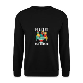 Die Lage Ist Besäufniserregend Papagei - Unisex Pullover - Schwarz - Vorne - Alina (178cm) & Michal (187cm)