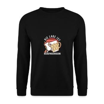 The location is drunken beer unicorn - Unisex Sweatshirt - black - Front - Alina (178cm) & Michal (187cm)