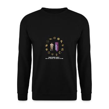 Konfuzius und der Kühlschrank - Unisex Pullover - Schwarz - Vorne - Alina (178cm) & Michal (187cm)