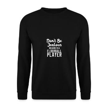 Drôle de Floorball Floorball T Shirt Cadeau - Sweat-shirt Unisexe - noir - Devant - Alina (178cm) & Michal (187cm)