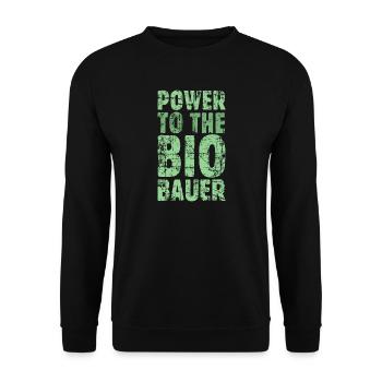 Power to the Biobauer Bio Grün Hell - Unisex Pullover - Schwarz - Vorne - Alina (178cm) & Michal (187cm)