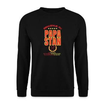 Bienvenue au PAPASTAN - Humour Papa - Sweat-shirt Unisexe - noir - Devant - Alina (178cm) & Michal (187cm)
