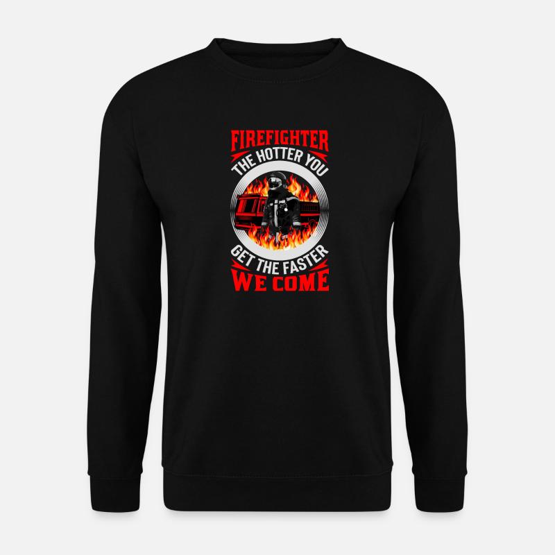 Feuerwehrheld in Flammenkreis - Unisex Pullover - Schwarz