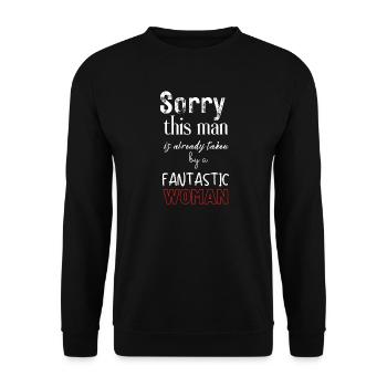 Taken by a Fantastic Woman Typo Tee - Unisex Sweatshirt - black - Front - Alina (178cm) & Michal (187cm)