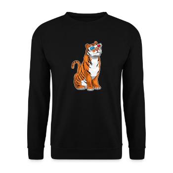 Tiger Brille - Unisex Pullover - Schwarz - Vorne - Alina (178cm) & Michal (187cm)