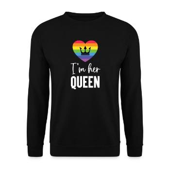 Mois de la fierté LGBT - Je suis sa reine - Sweat-shirt Unisexe - noir - Devant - Alina (178cm) & Michal (187cm)