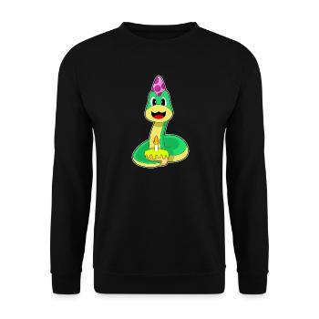 Schlange Geburtstag Kuchen - Unisex Pullover - Schwarz - Vorne - Alina (178cm) & Michal (187cm)