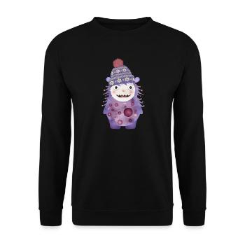 cute purple monster with winter hat - Unisex Sweatshirt - black - Front - Alina (178cm) & Michal (187cm)