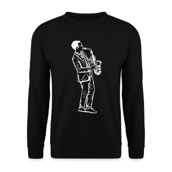 Saxophone Boy Drawing - Unisex Sweatshirt - black - Front - Alina (178cm) & Michal (187cm)