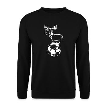 fußball Elch Hirsch lustig Ball Weihnachten Symbol - Unisex Pullover - Schwarz - Vorne - Alina (178cm) & Michal (187cm)