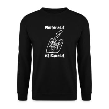 Winterzeit ist Bauzeit - Unisex Pullover - Schwarz - Vorne - Alina (178cm) & Michal (187cm)